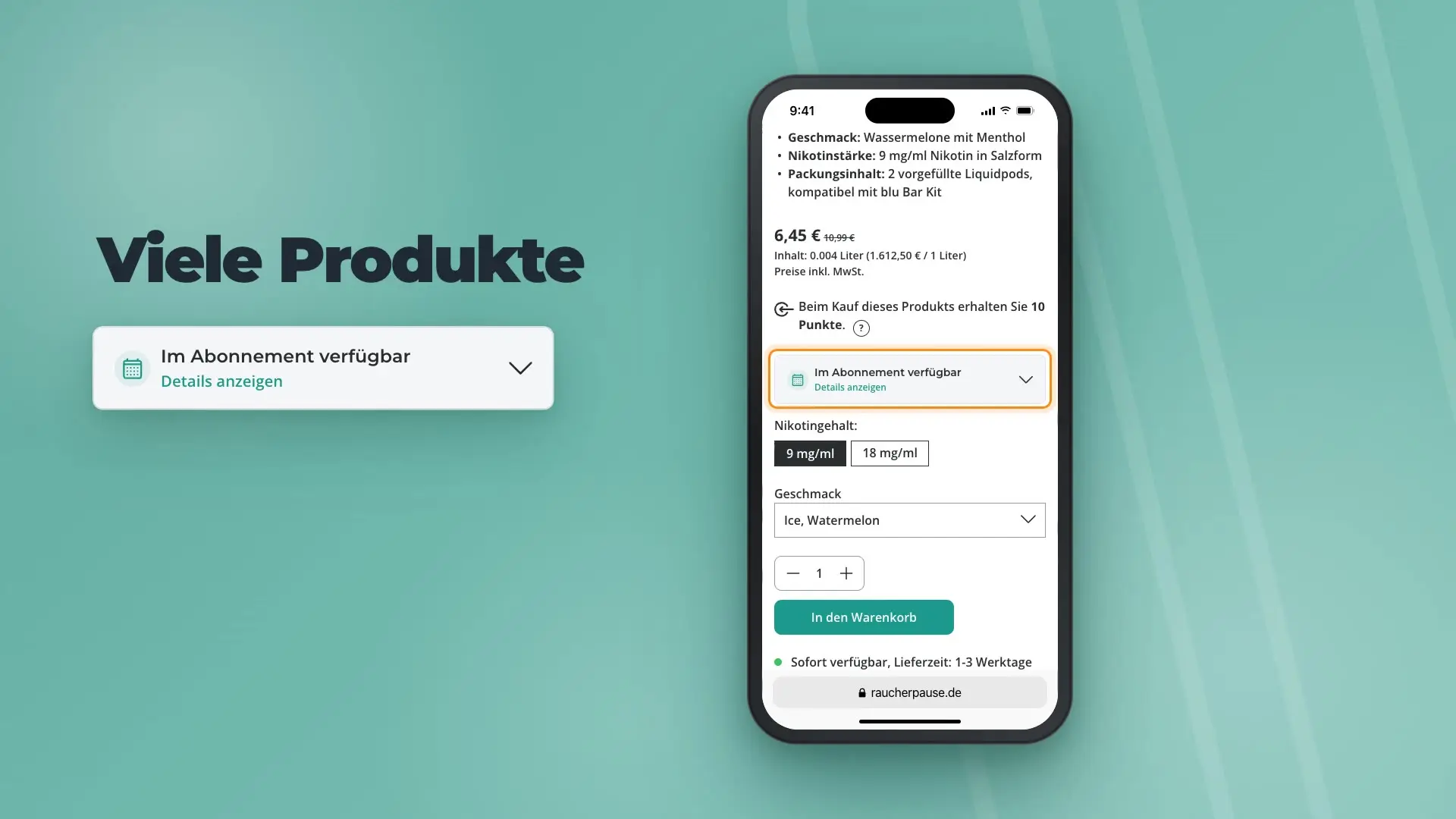 Buying a product on subscription